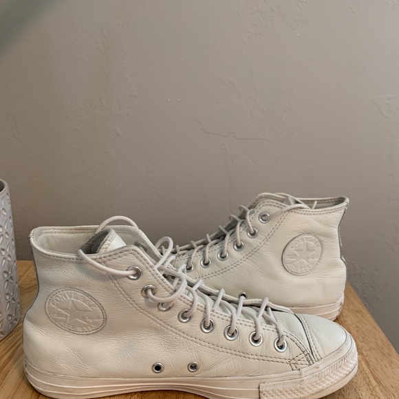 Converse White Leather High-Tops Mens Size 7.5 Womens Size 9.5 - Picture 6 of 8